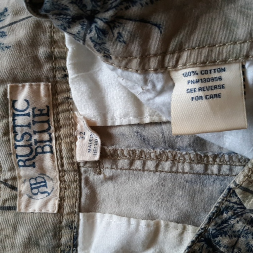 Rustic Blue Palm Tree Print Shorts - Picture 3 of 5